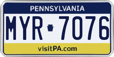 PA license plate MYR7076