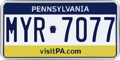 PA license plate MYR7077