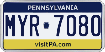 PA license plate MYR7080