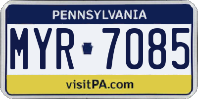 PA license plate MYR7085