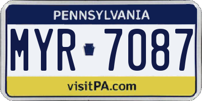 PA license plate MYR7087