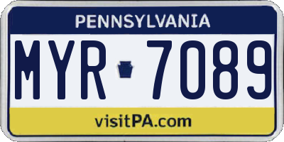 PA license plate MYR7089