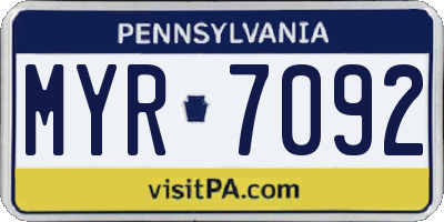 PA license plate MYR7092