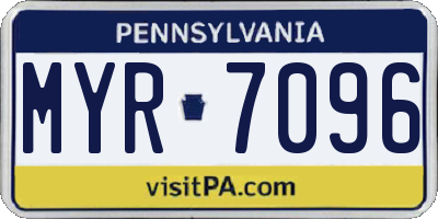 PA license plate MYR7096