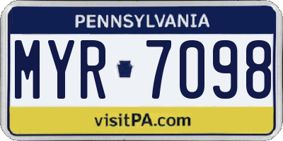 PA license plate MYR7098