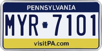 PA license plate MYR7101