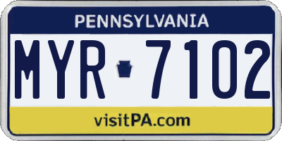 PA license plate MYR7102