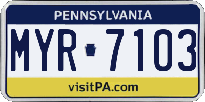 PA license plate MYR7103
