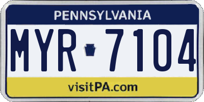 PA license plate MYR7104