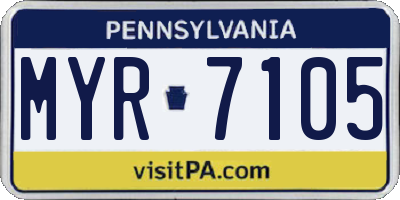 PA license plate MYR7105