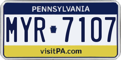 PA license plate MYR7107