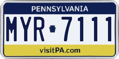 PA license plate MYR7111