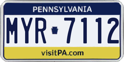 PA license plate MYR7112