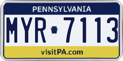 PA license plate MYR7113