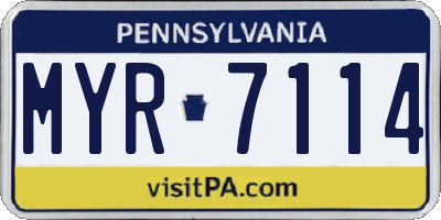 PA license plate MYR7114