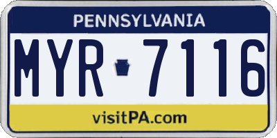 PA license plate MYR7116
