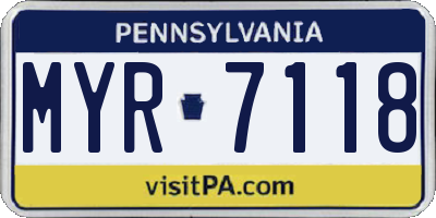 PA license plate MYR7118
