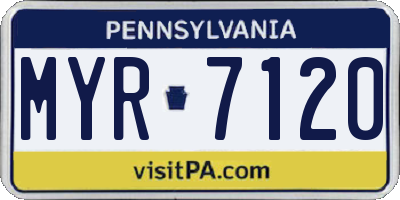 PA license plate MYR7120