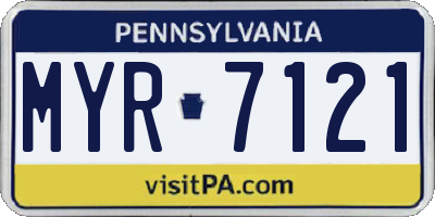 PA license plate MYR7121