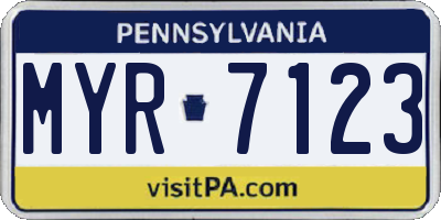 PA license plate MYR7123