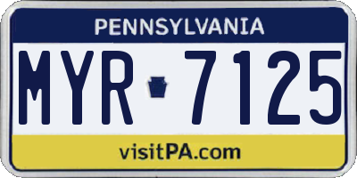 PA license plate MYR7125