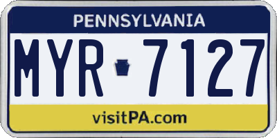 PA license plate MYR7127
