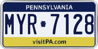 PA license plate MYR7128