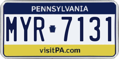 PA license plate MYR7131