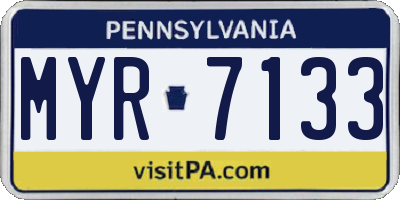 PA license plate MYR7133