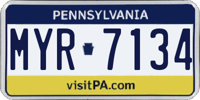 PA license plate MYR7134