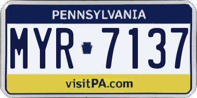 PA license plate MYR7137