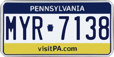 PA license plate MYR7138