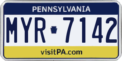 PA license plate MYR7142