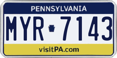 PA license plate MYR7143