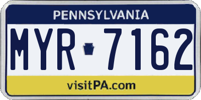 PA license plate MYR7162