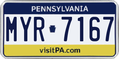PA license plate MYR7167