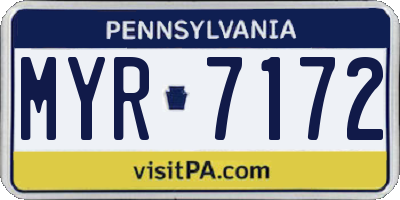 PA license plate MYR7172