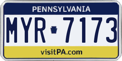 PA license plate MYR7173
