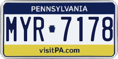 PA license plate MYR7178