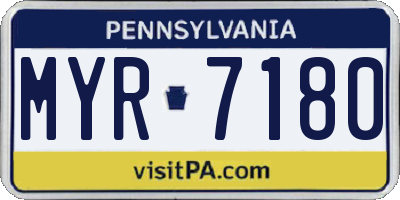 PA license plate MYR7180