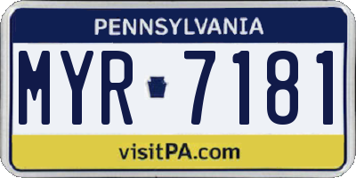 PA license plate MYR7181
