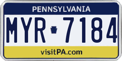 PA license plate MYR7184