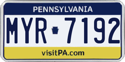 PA license plate MYR7192