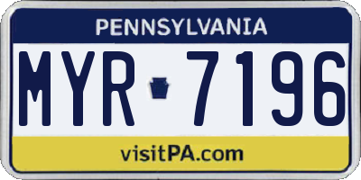 PA license plate MYR7196
