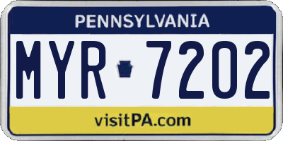 PA license plate MYR7202