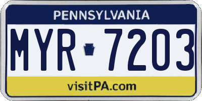 PA license plate MYR7203