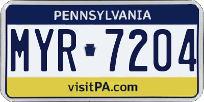 PA license plate MYR7204
