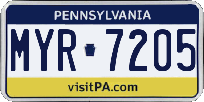 PA license plate MYR7205
