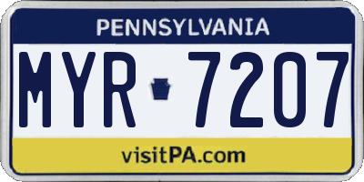 PA license plate MYR7207