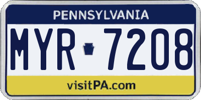 PA license plate MYR7208